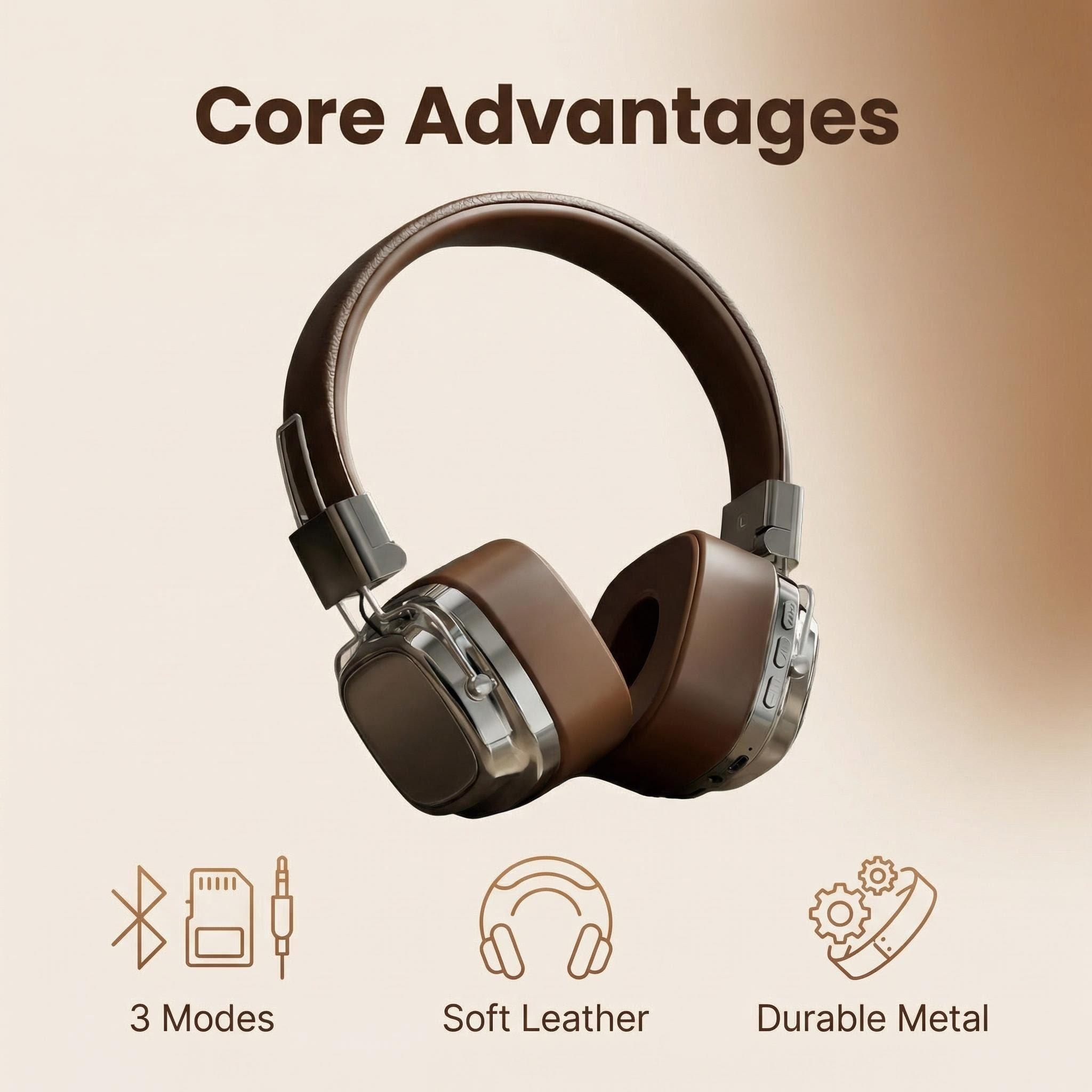 Retro Gaming Headset - Cuffie Retrò in Pelle Over-Ear Wireless