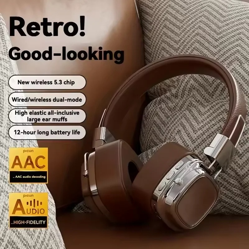 Retro Gaming Headset - 2025 Nuove cuffie Bluetooth wireless pieghevoli