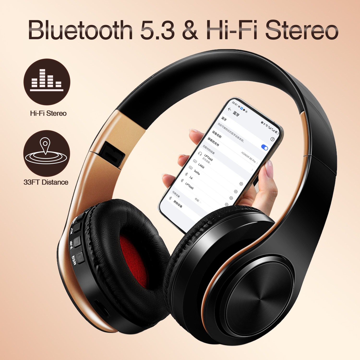 Retro Gaming Headset - Regalo da uomo Cuffie wireless dorate