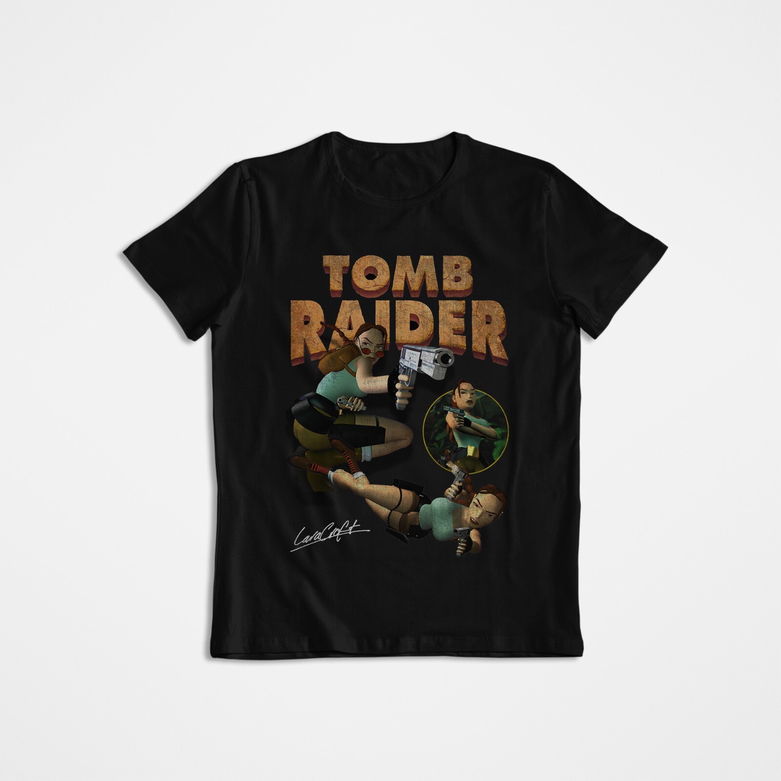 Retro Gaming Shirt - Tomb Raider, Lara Croft, maglietta grafica,